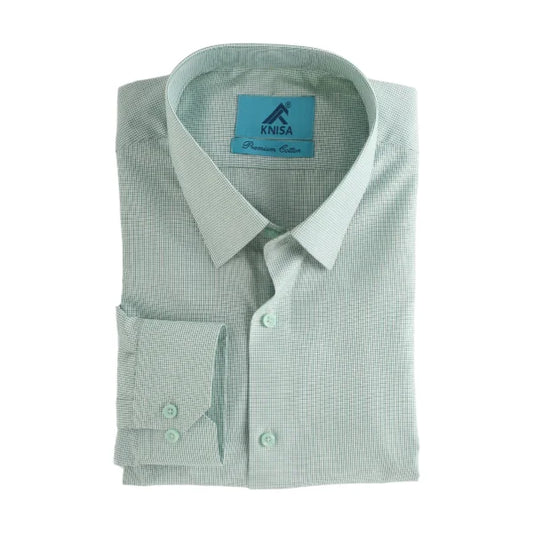 White & Green Box Pattern Shirt