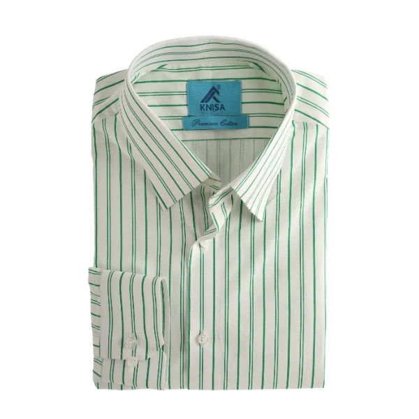 Wide White Green Pin Strip Shirt