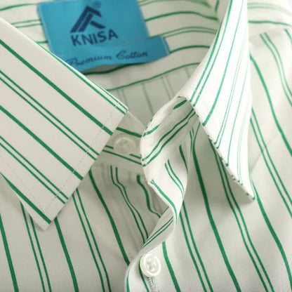 Wide White Green Pin Strip Shirt