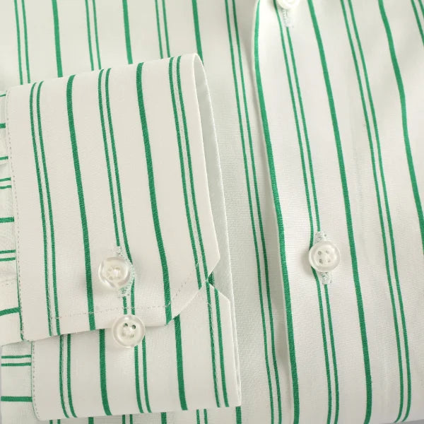 Wide White Green Pin Strip Shirt